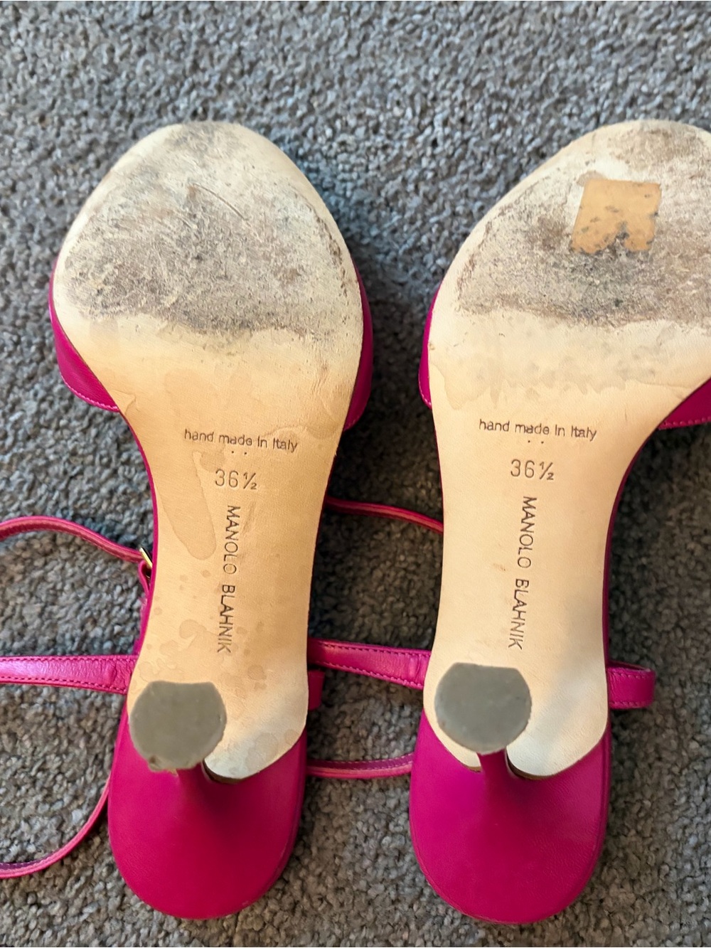 Manolo Blahnik Hot Pink leather Strappy Heels with Bow - Picture 11 of 16